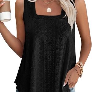 NWT! Ofeefan Elegant Black Sleeveless Top. Size Large